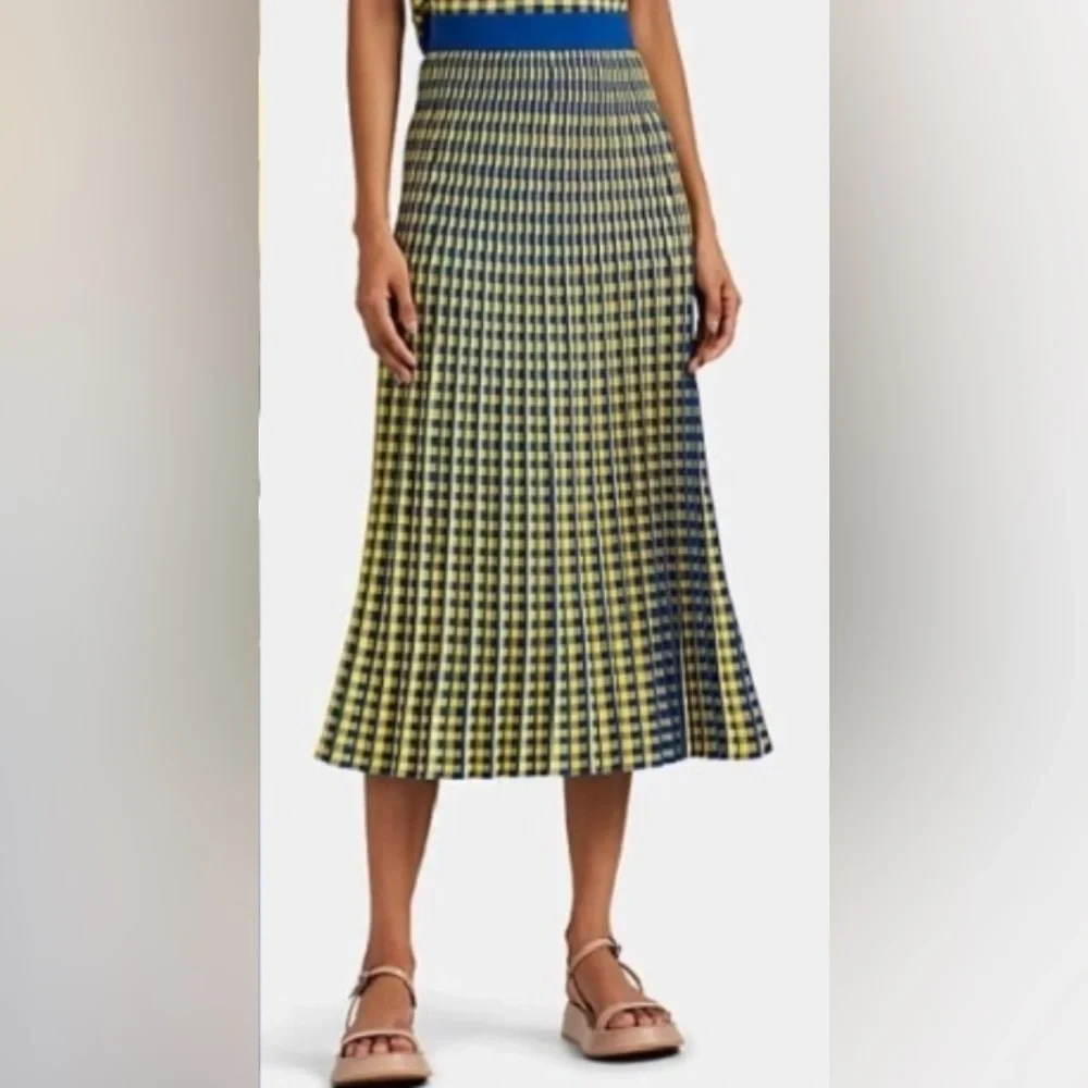 Derek Lam 10 Crosby Pleated Gingham Midi Skirt Set - Picture 2 of 14